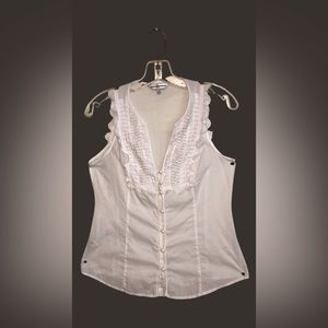 White lacy button up blouse